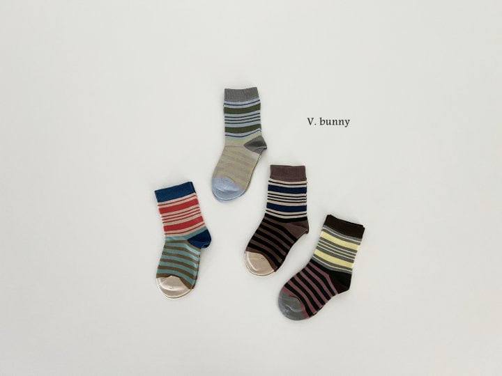 V Bunny - Korean Children Fashion - #kidsstore - Color Stripe Socks Set - 9