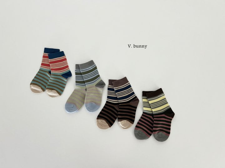 V Bunny - Korean Children Fashion - #toddlerclothing - Color Stripe Socks Set