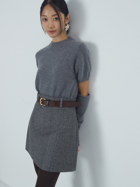 Wool Herringbone Mini Skirt