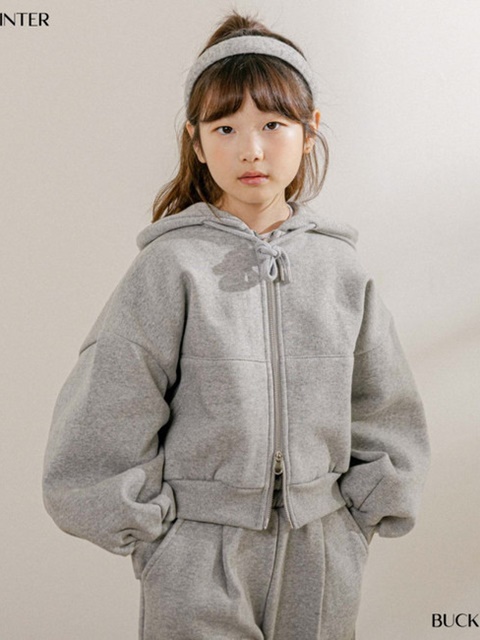 Brushed Crop Hooded Zip-up