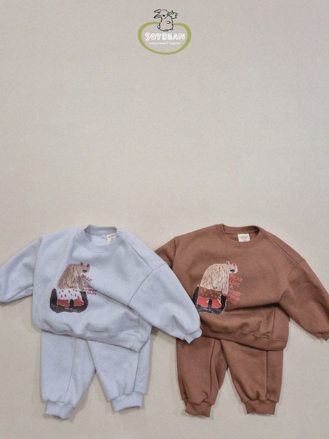 Fleece White Bear Top Bottom Set