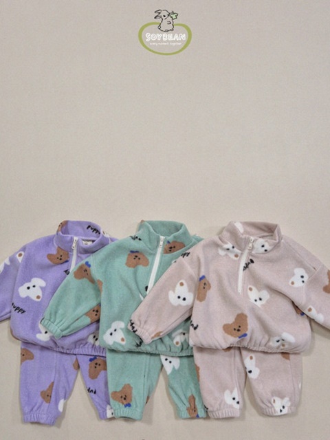 Fleece Puppy Mockneck Top Bottom Set