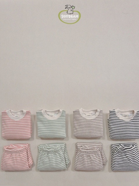Fleece Stripe Top Bottom Set