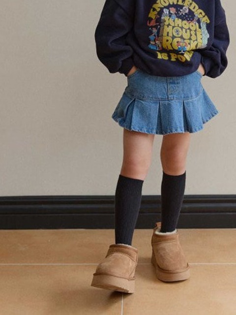 Denim Pleated Skirt