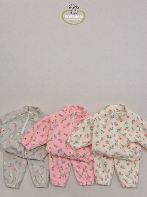 Fleece Flower Half Top Bottom Set