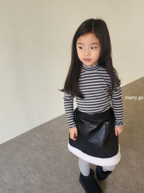 Striped Peach Mockneck