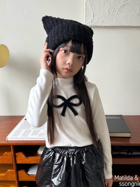 Mink Ribbon Mockneck Tee
