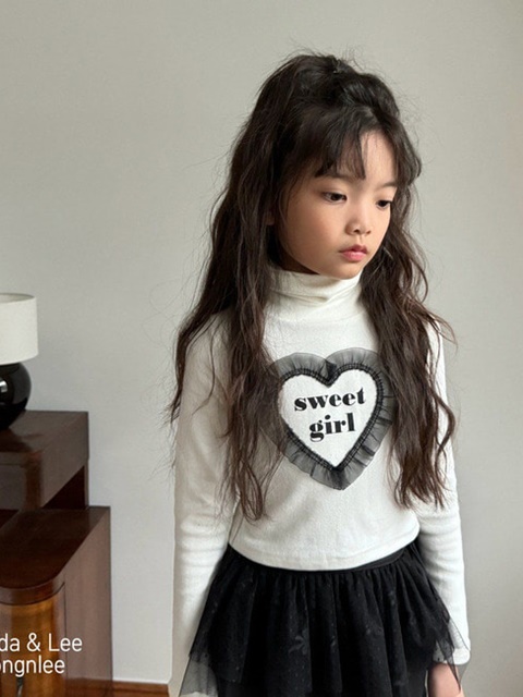 Lace Heart Turtleneck Tee
