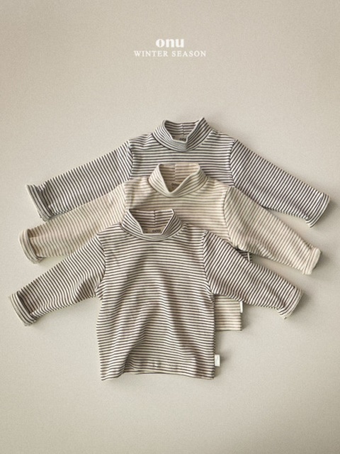 Stripe Peach Turtleneck Tee