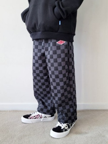 Riwoo Chess Fleece String Pants