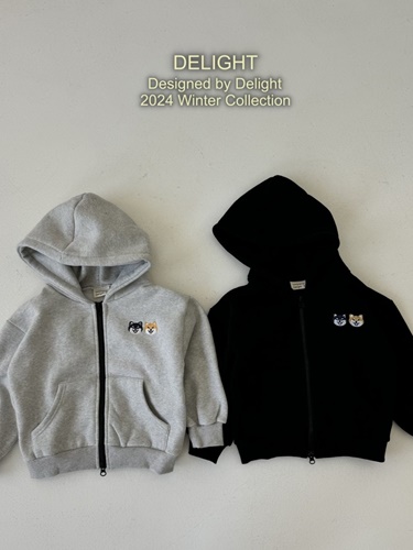 Double Shiba Inu Fleece Hooded Zip-up Jacket With Mom