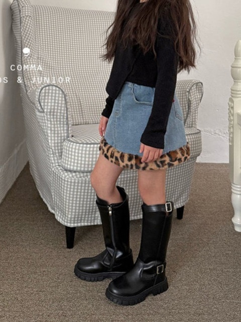 Leopard Denim Skirt