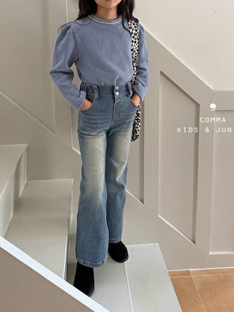 High-waist Denim Bootcut Pants