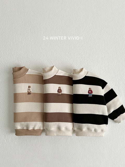 Big Stripe Bear Embroidery Sweatshirts
