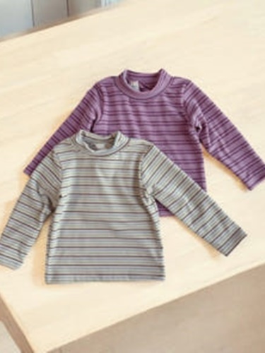 Half Turtleneck Span Stripe Tee