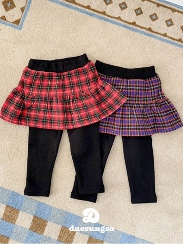 Fleece Merry Check Skirt Leggings