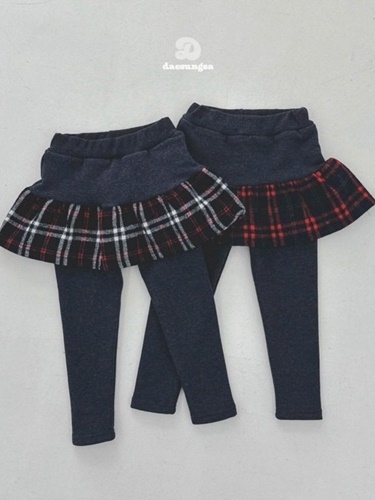 Fleece Check Cancan Skirt Leggings
