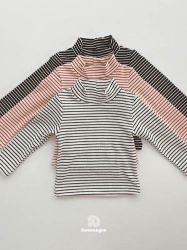 Peach Stripe Turtleneck Tee