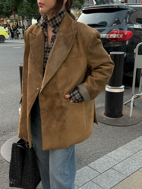Real Leather Suede Quilted Jacket