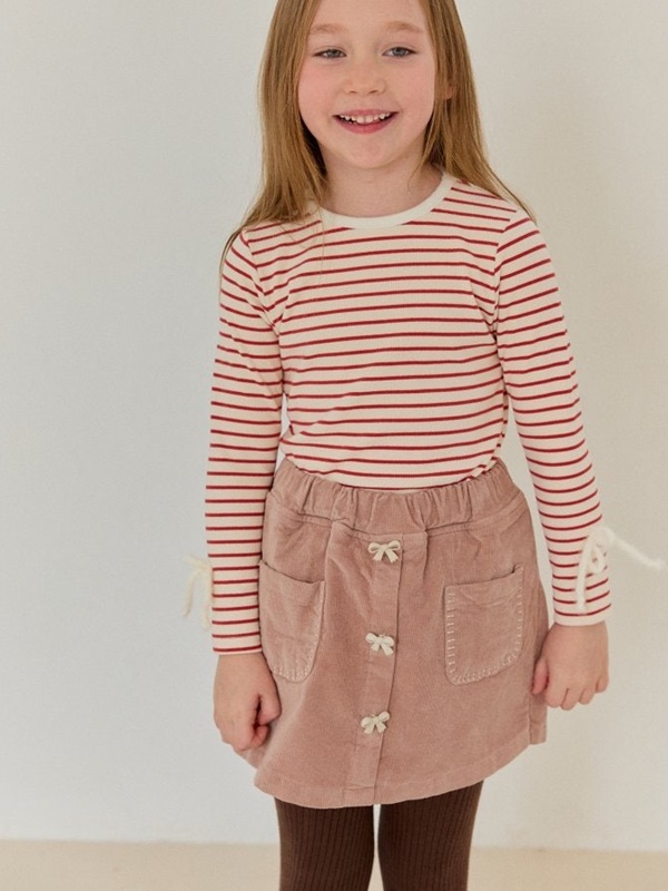 Ribbon Embroidery Corduroy Skirt Pants