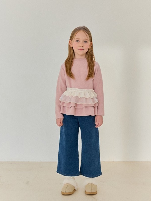 Peach Lace Denim Pants