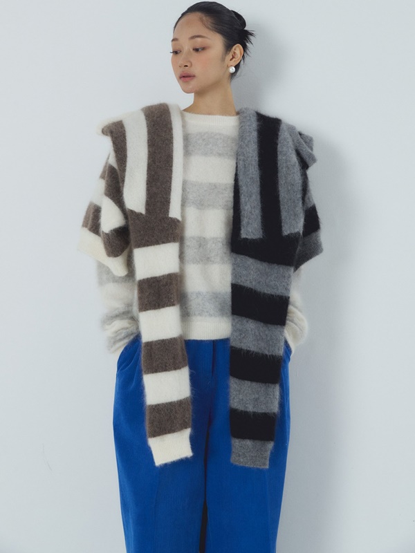 Mohair Stripe Knit Sweater
