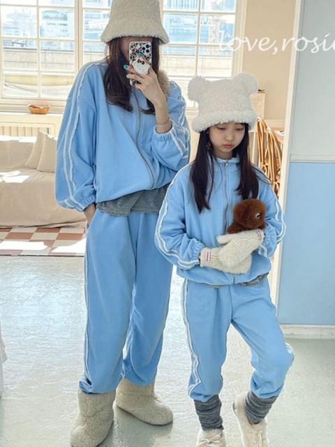 Eyelet Lace Track Pants Set with Mom