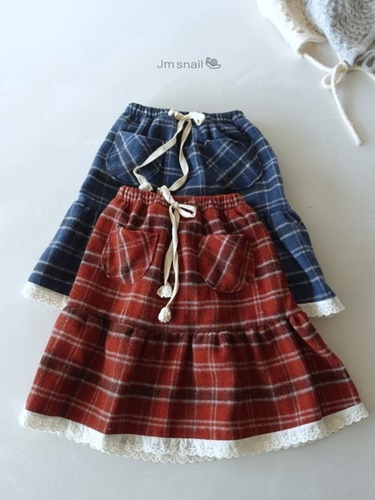 Pocket Check Long Skirt