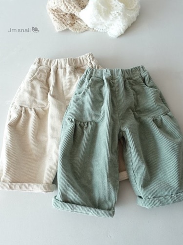 Pocket Shirring Corduroy Pants