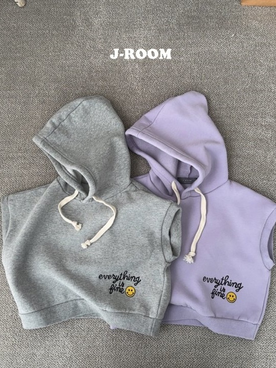 Lettering Embroidery Hood Vest