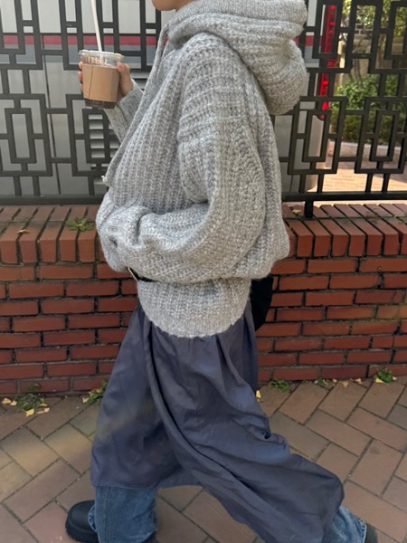 Wool Hood Knit Top