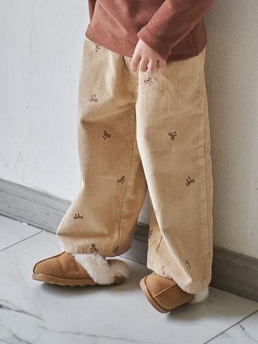 Corduroy Ribbon Wide Pants