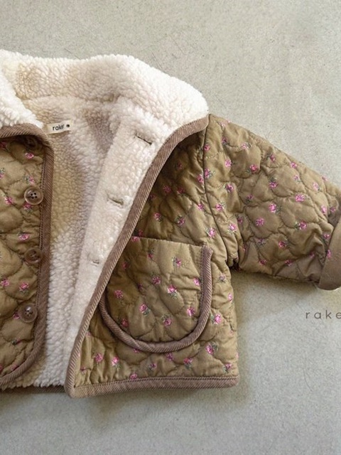 Shearling Collar Flower Padding Jacket
