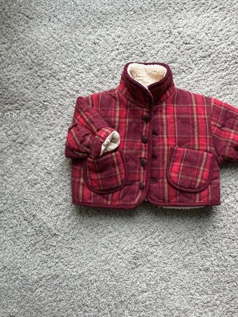 Shearling Collar Check Padding Jacket