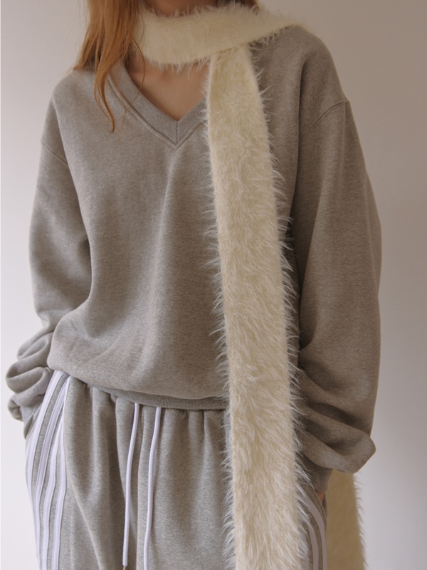 V Neck Fluff Sweatshirts