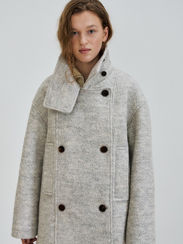 Boucle High Neck Coat
