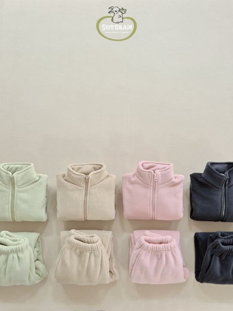 Super Fleece Zip-up Top Bottom Set