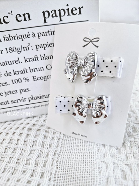 Silver Ribbon Dot Set