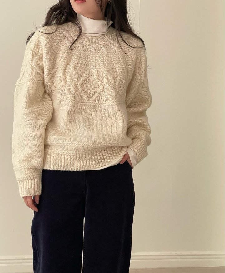 Amygrace - Korean Women Fashion - #womensfashion - Grandma Fisher Round Knit Sweater - 4