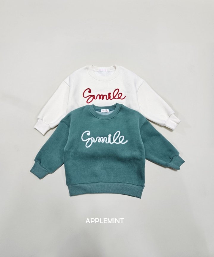 Applemint - Korean Children Fashion - #minifashionista - Smile Embroidery Sweatshirts - 9
