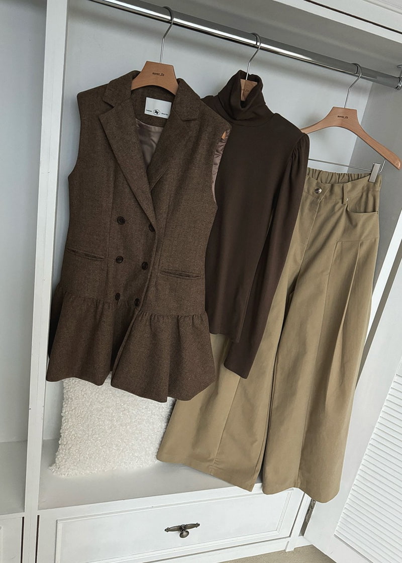 Auver_Fit - Korean Women Fashion - #momslook - Herringbone Vest One-piece - 7