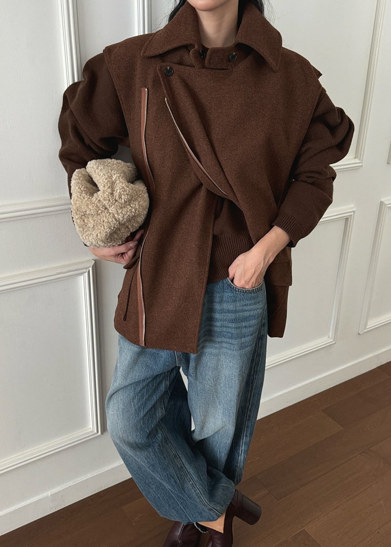 Auver_Fit - Korean Women Fashion - #vintagekidsstyle - Rider Vest Jacket