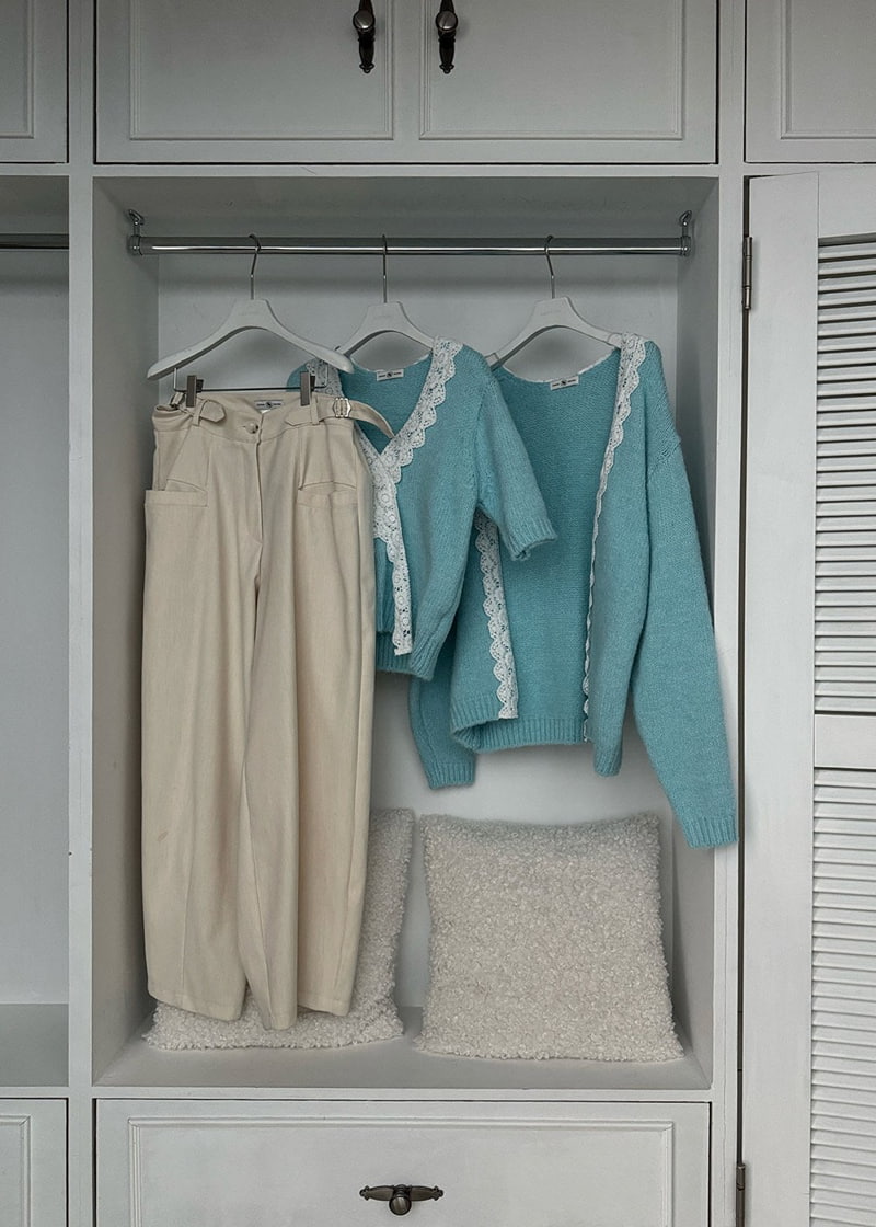 Auver_Fit - Korean Women Fashion - #momslook - Crochet Top Cardigan Set - 4