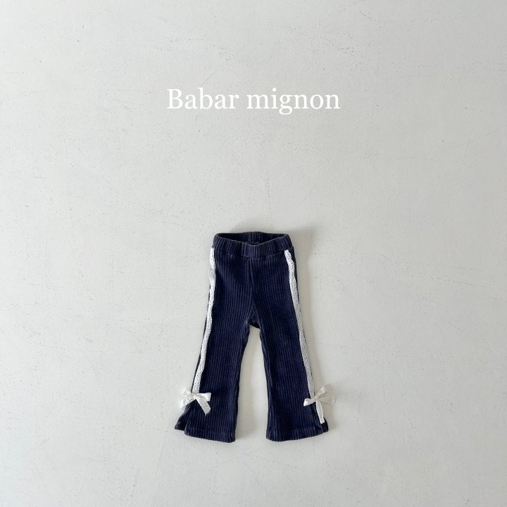 Babar Mignon - Korean Children Fashion - #childrensboutique - Ribbon Ribbed Bootcut Pants - 6
