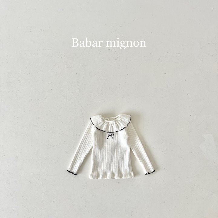 Babar Mignon - Korean Children Fashion - #discoveringself - Ribbon Frill Ribbed Tee
