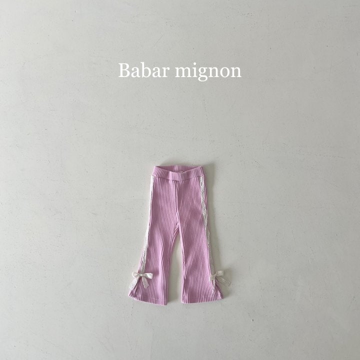 Babar Mignon - Korean Children Fashion - #kidsshorts - Ribbon Ribbed Bootcut Pants - 10