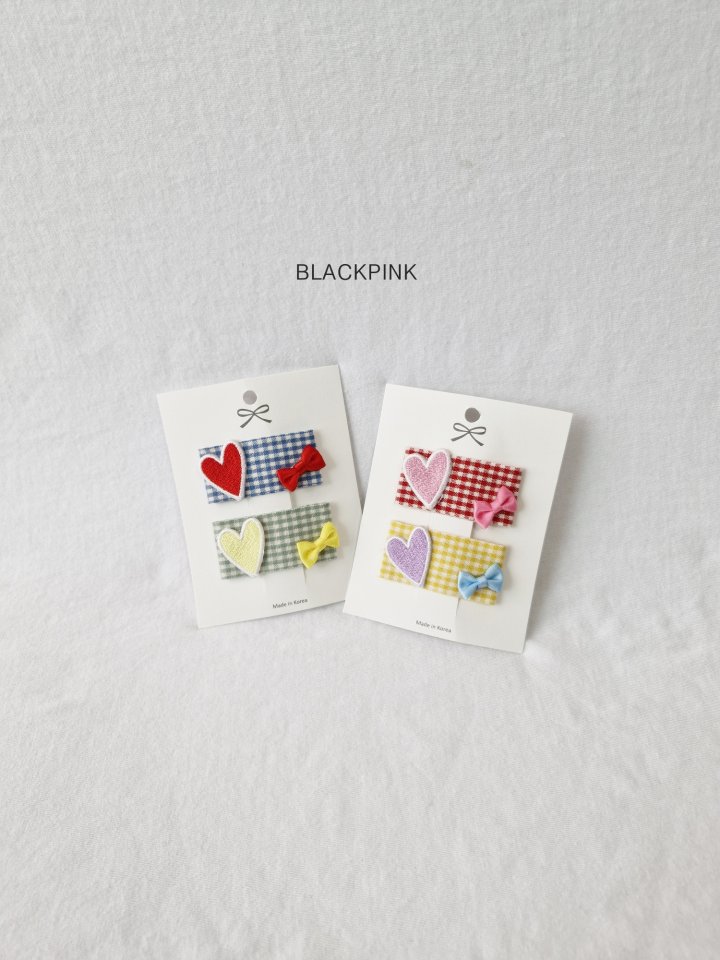 Black Pink - Korean Children Fashion - #Kfashion4kids - Heart Embroidery Ribbon Set - 2