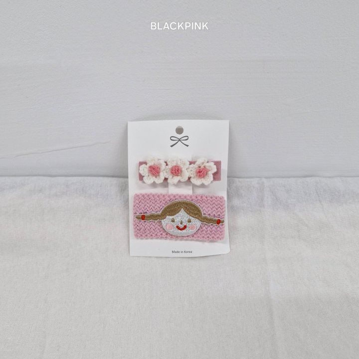 Black Pink - Korean Children Fashion - #childofig - Girl Flower Hairclip Set - 3