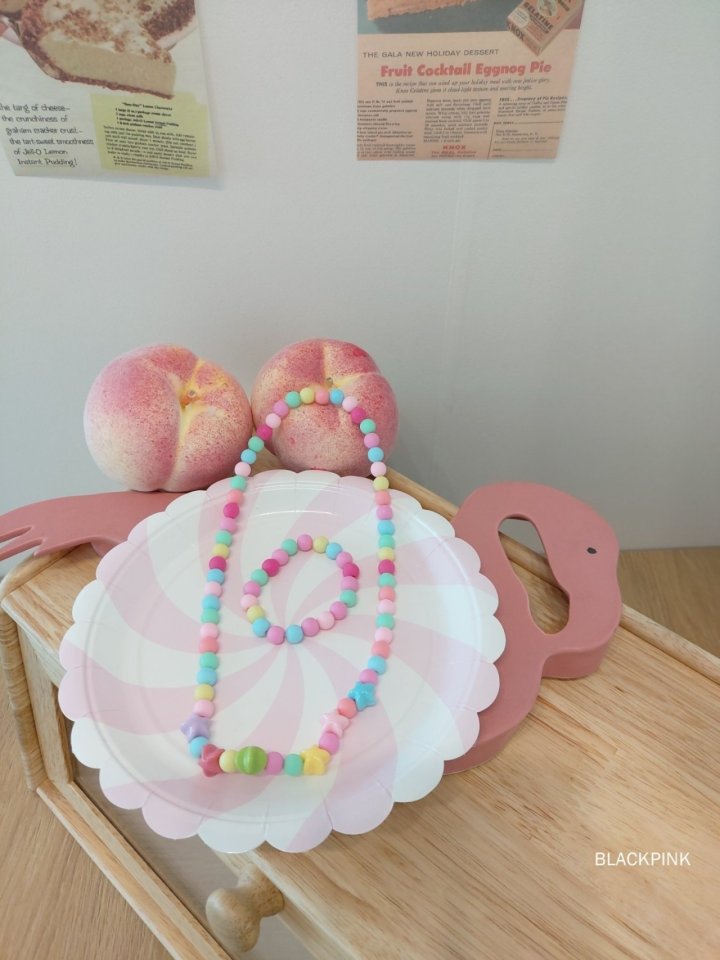 Black Pink - Korean Children Fashion - #littlefashionista - Star Necklace Bracelet Set - 5