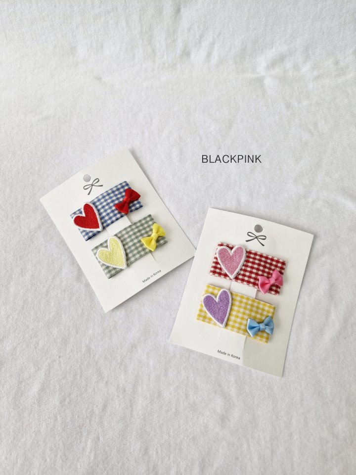 Black Pink - Korean Children Fashion - #littlefashionista - Heart Embroidery Ribbon Set - 3